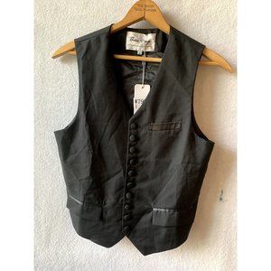 Those Days Black Vest with Satin Lining and Adjustable Cinch NEW WITH TAG Size L